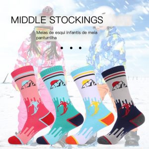 Children's Ski Socks Towel Bottom Thickened Sweat Absorbing Winter Outdoor Sports Long Tube Warm Socks Amazon Cross-border Supply