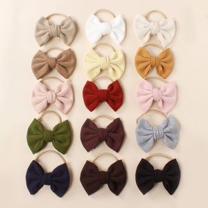 Cross-border new children's hair accessories European and American Baby pleated fabric big bow headband super soft nylon narrow hair band
