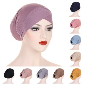 New AliExpress Multicolor Solid Color Cross-hair Hide-back Strap Muslim Base Cap